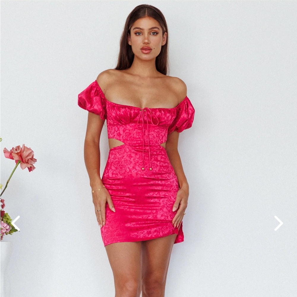 Selfie Leslie “Eryn Puff Sleeve Jacquard Mini Dress”